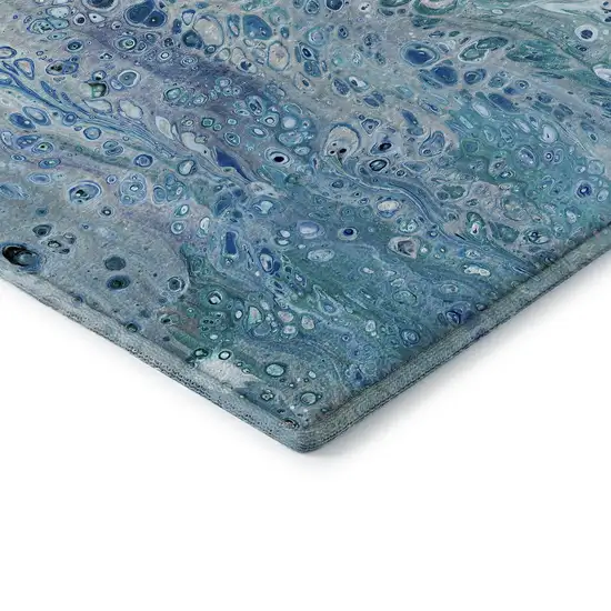 Light Blue And Ivory Abstract Washable Indoor Outdoor Area Rug Photo 4