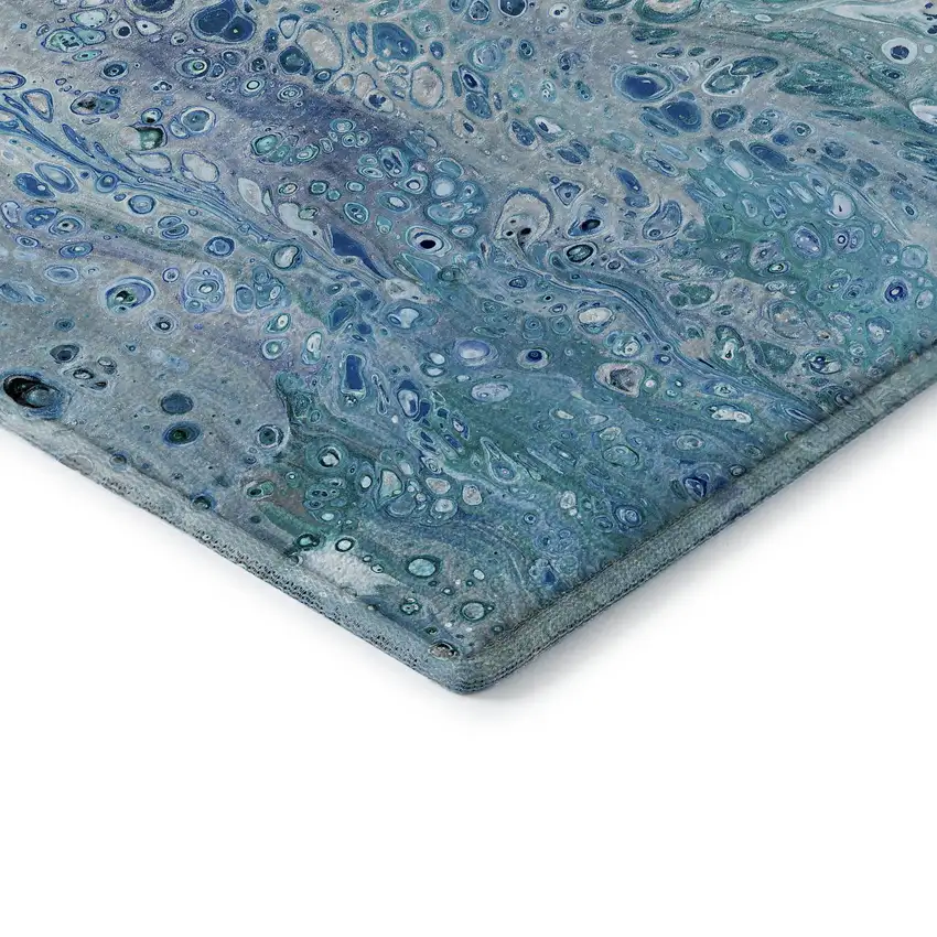 Light Blue And Ivory Abstract Washable Indoor Outdoor Area Rug Photo 4