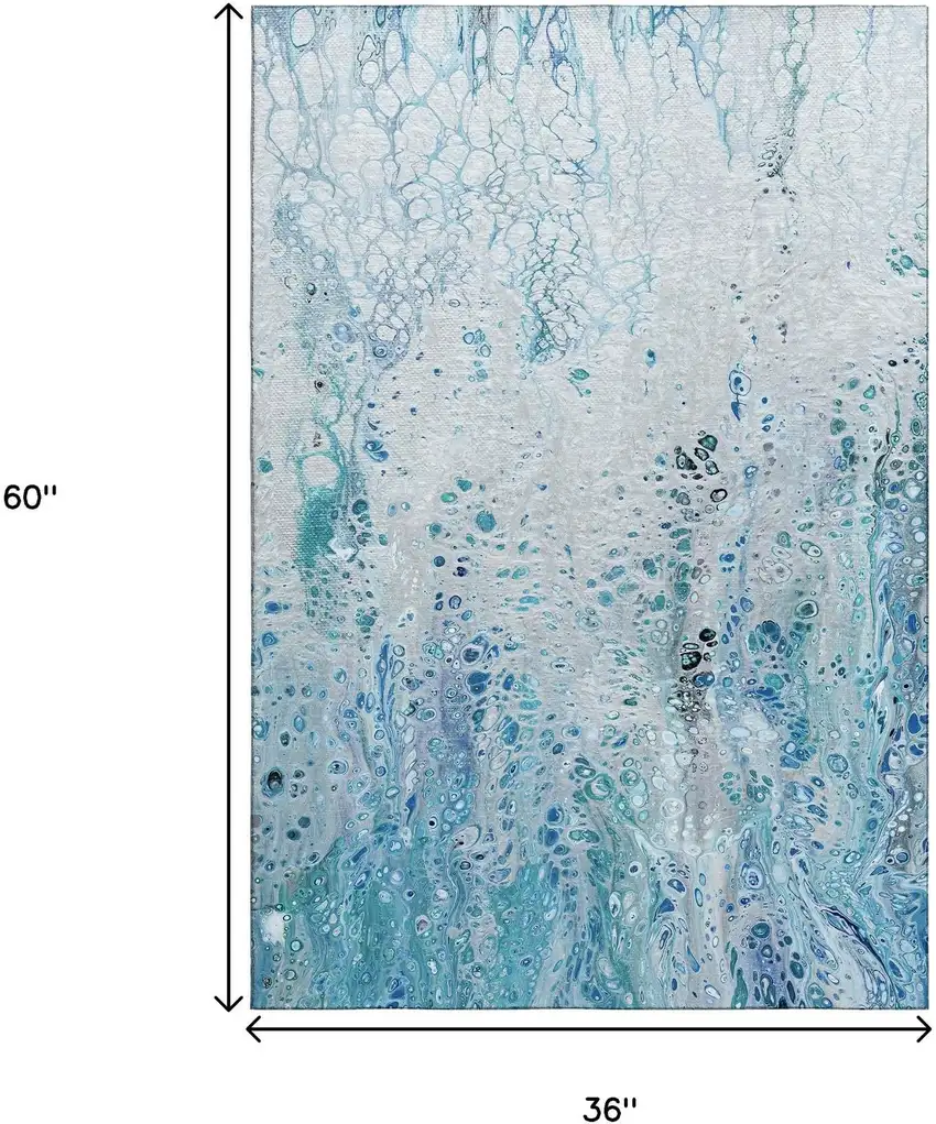 Light Blue And Ivory Abstract Washable Indoor Outdoor Area Rug Photo 3