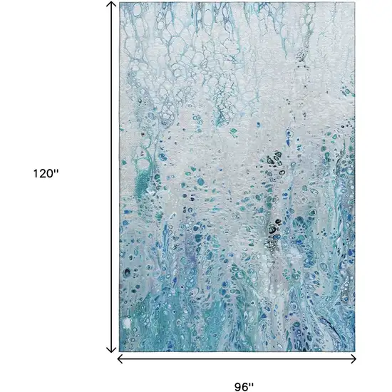 Light Blue And Ivory Abstract Washable Indoor Outdoor Area Rug Photo 3