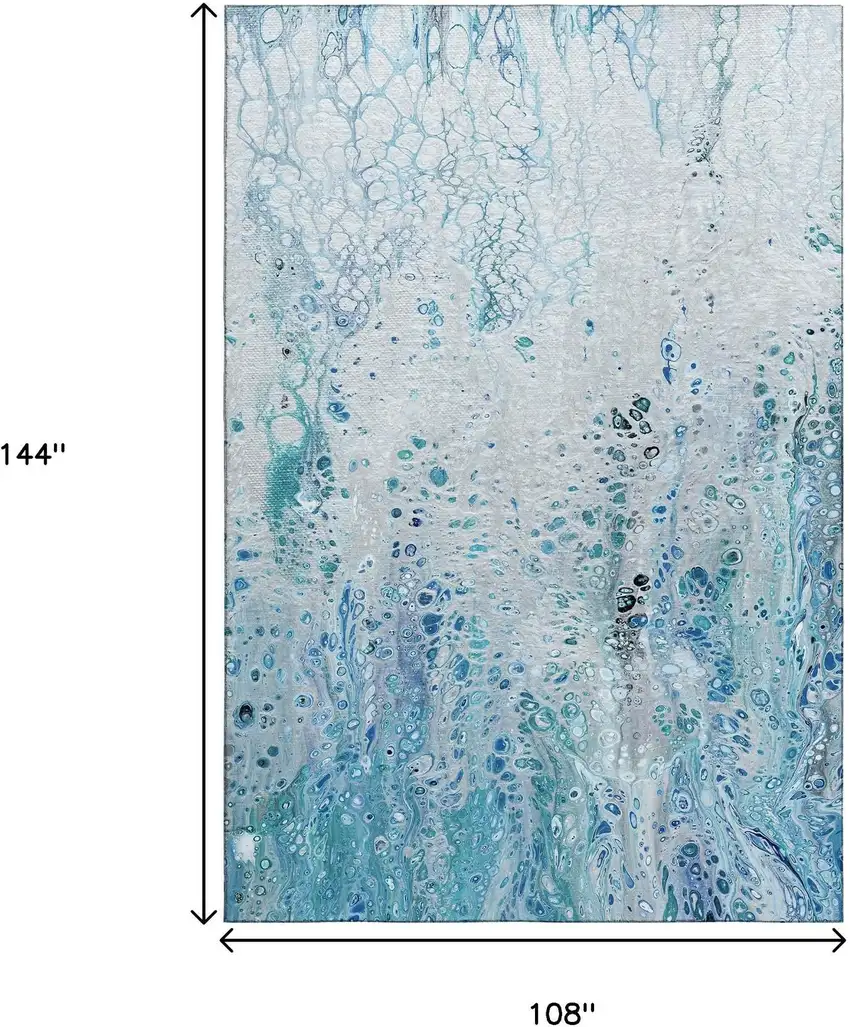 Light Blue And Ivory Abstract Washable Indoor Outdoor Area Rug Photo 3