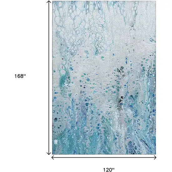 Light Blue And Ivory Abstract Washable Indoor Outdoor Area Rug Photo 3