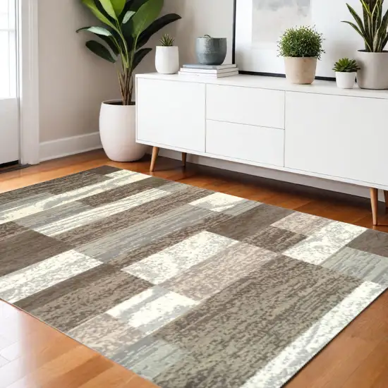 Blue And Ivory Patchwork Area Rug Photo 1