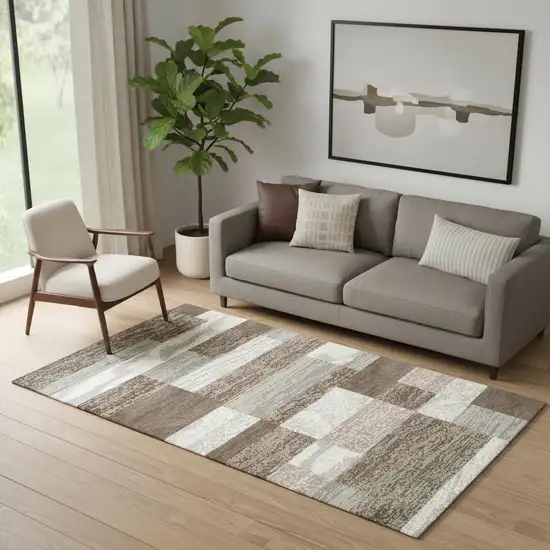 Blue And Ivory Patchwork Area Rug Photo 1