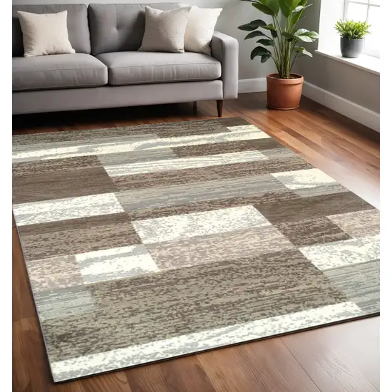 Blue And Ivory Patchwork Area Rug Photo 1