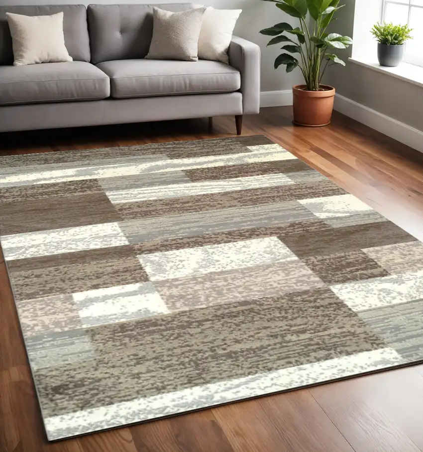 Blue And Ivory Patchwork Area Rug Photo 1