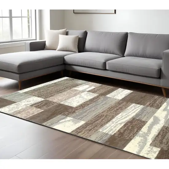 Blue And Ivory Patchwork Area Rug Photo 1