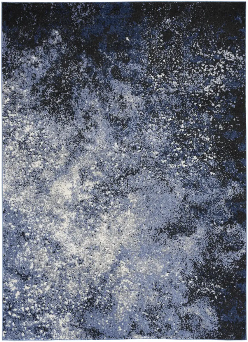 Light Blue Black And Ivory Abstract Non Skid Area Rug Photo 2