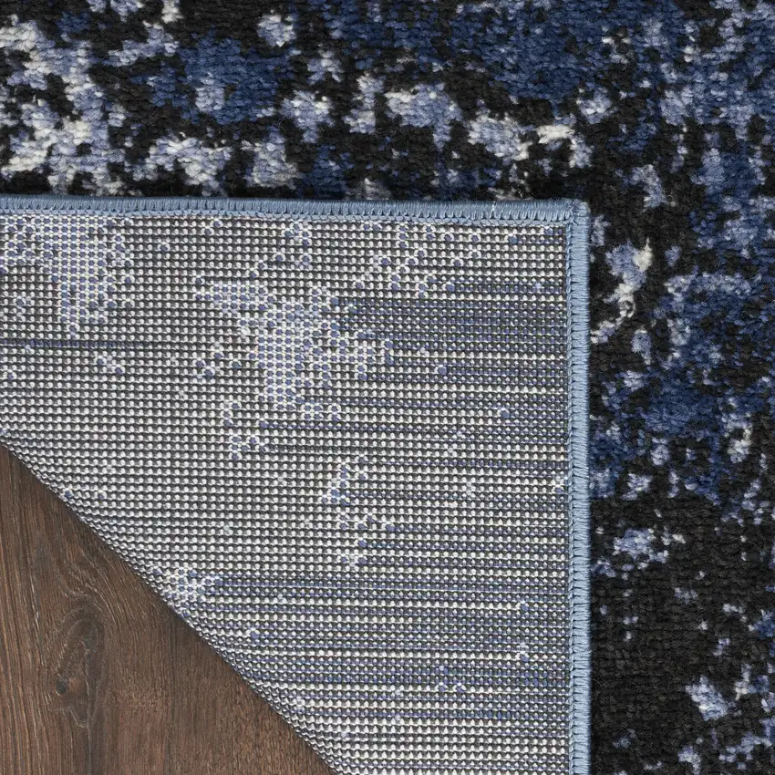 Light Blue Black And Ivory Abstract Non Skid Area Rug Photo 8