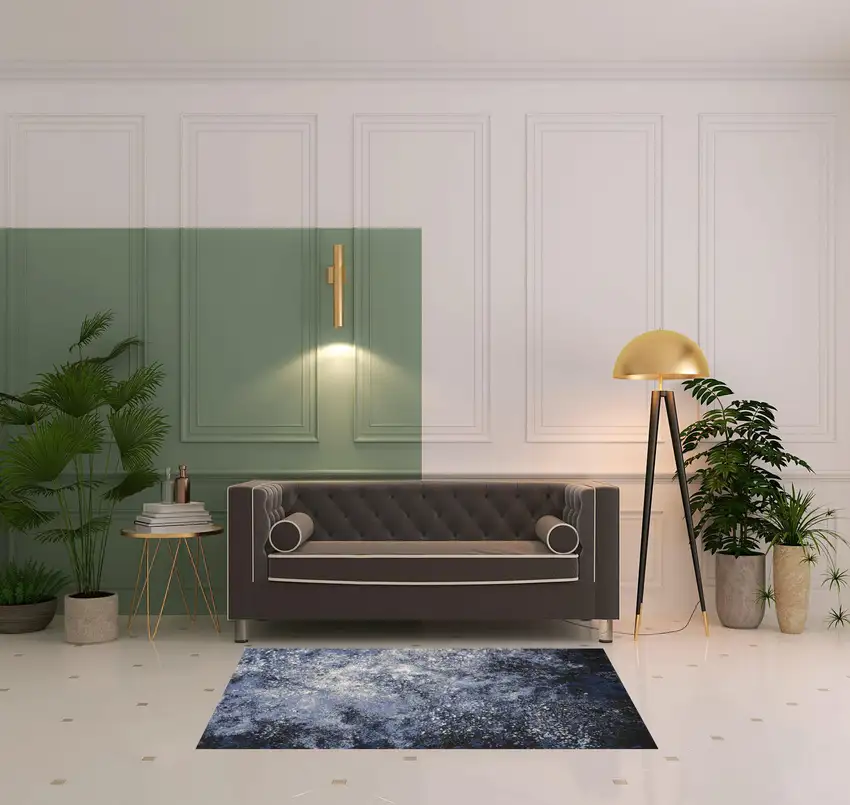 Light Blue Black And Ivory Abstract Non Skid Area Rug Photo 1