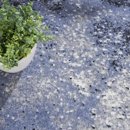 Light Blue Black And Ivory Abstract Non Skid Area Rug Photo 6