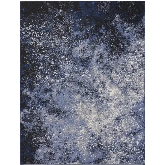 Light Blue Black And Ivory Abstract Non Skid Area Rug Photo 8