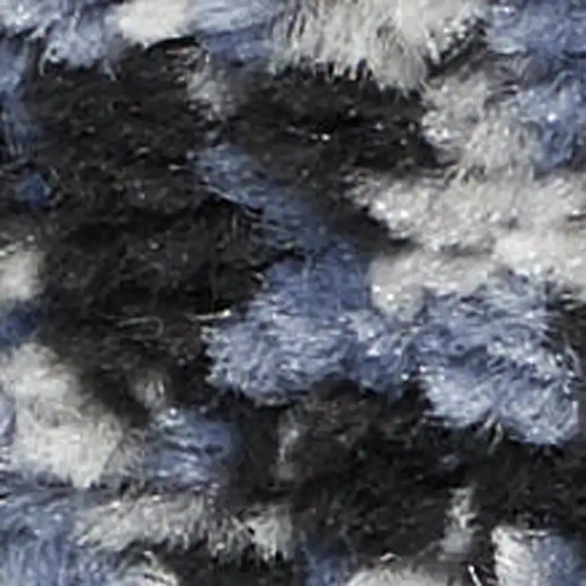 Light Blue Black And Ivory Abstract Non Skid Area Rug Photo 3