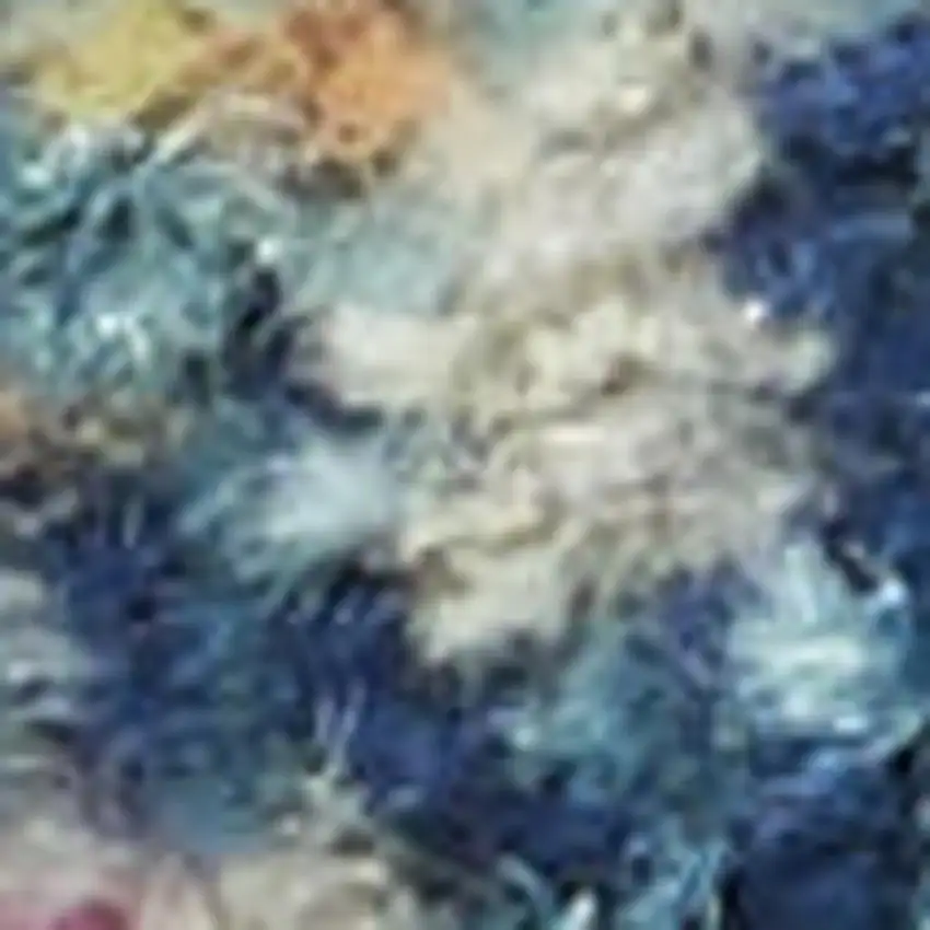 Blue And Ivory Southwestern Distressed Area Rug Photo 1