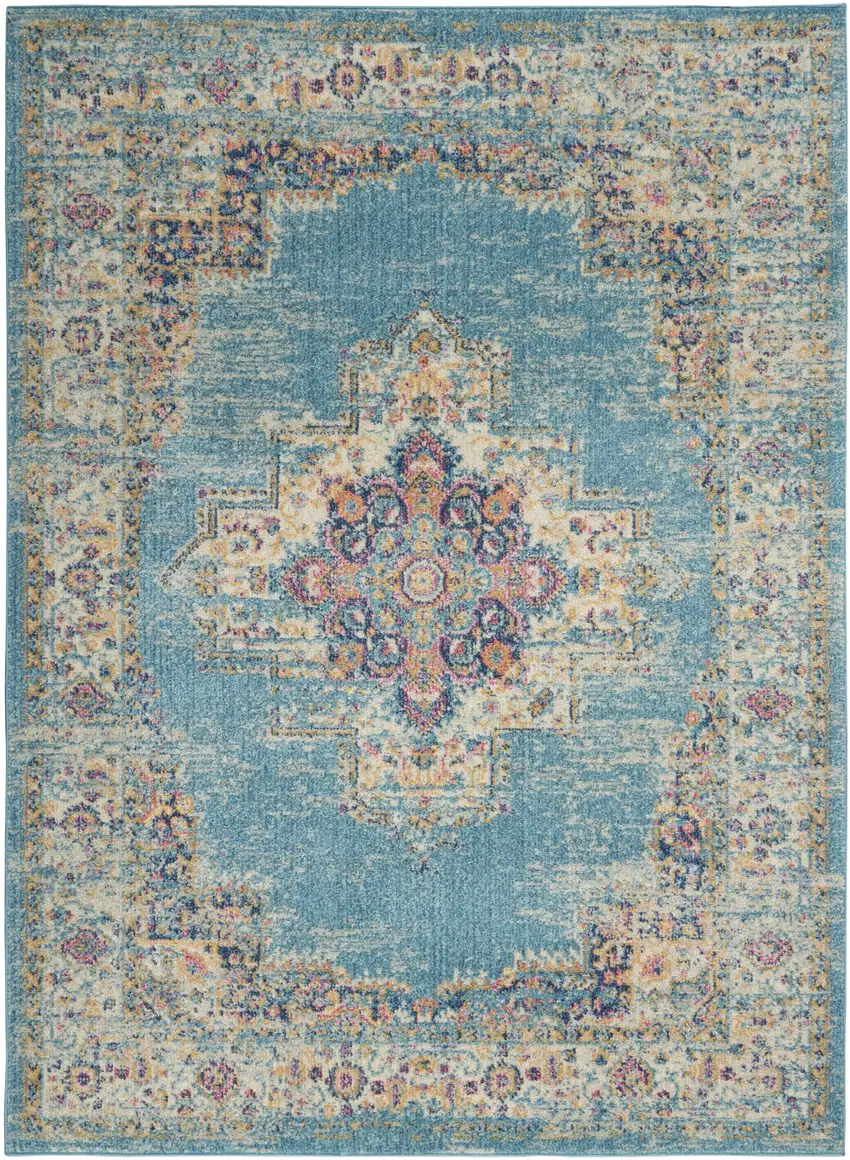 Light Blue Southwestern Power Loom Area Rug Photo 2
