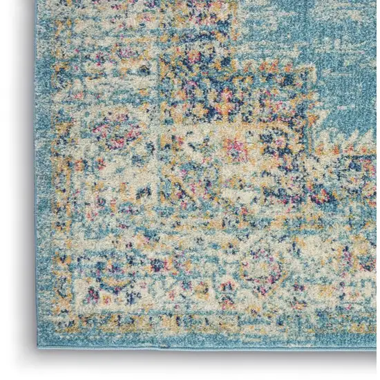 Blue And Ivory Southwestern Distressed Area Rug Photo 8