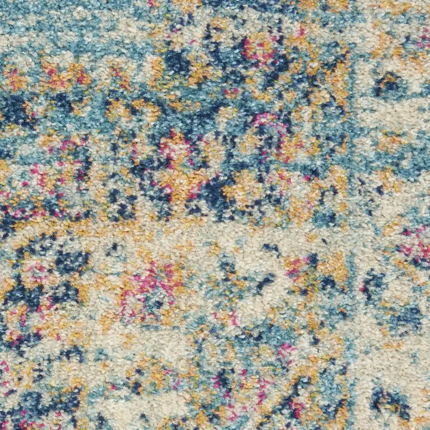 Blue And Ivory Southwestern Distressed Area Rug Photo 3