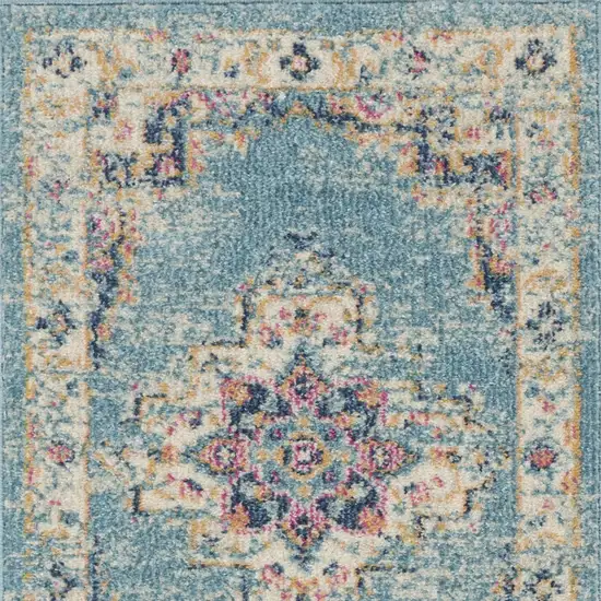 Blue And Ivory Southwestern Distressed Area Rug Photo 7