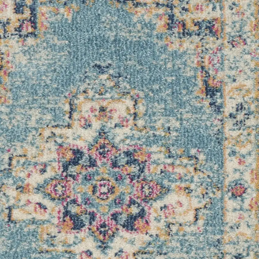 Blue And Ivory Southwestern Distressed Area Rug Photo 6