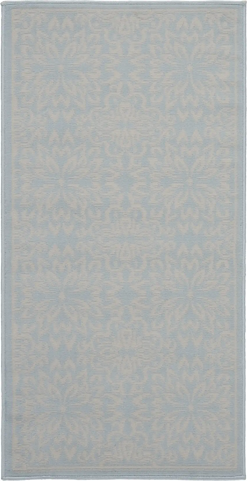 Light Blue Floral Power Loom Area Rug Photo 1