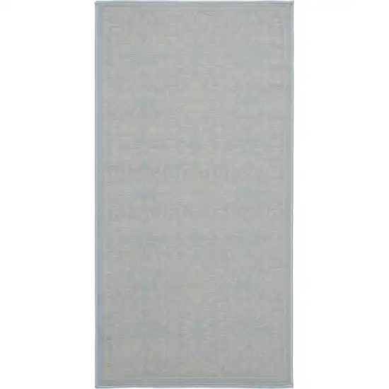Light Blue Floral Power Loom Area Rug Photo 2