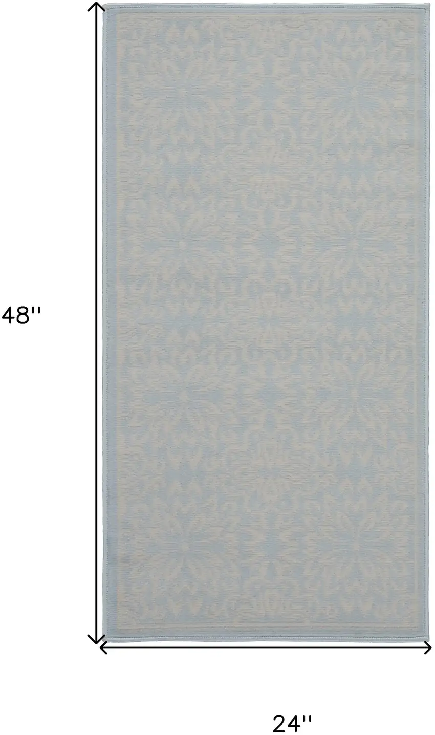 Light Blue Floral Power Loom Area Rug Photo 6