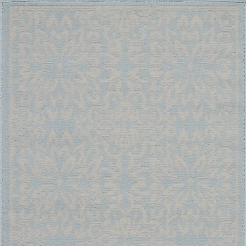Light Blue Floral Power Loom Area Rug Photo 4