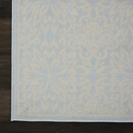 Light Blue Floral Power Loom Area Rug Photo 9