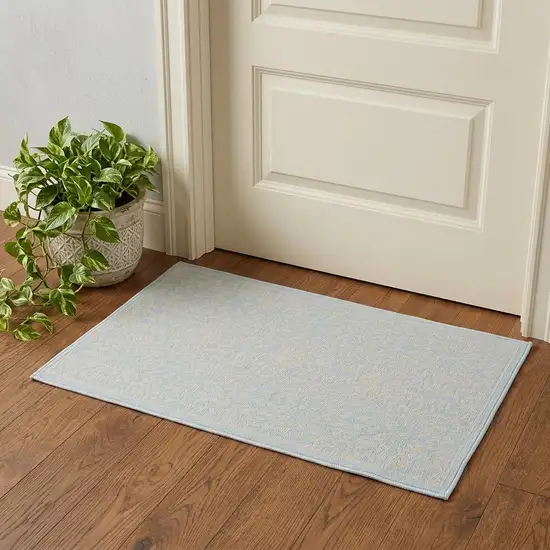 Light Blue Floral Power Loom Area Rug Photo 1
