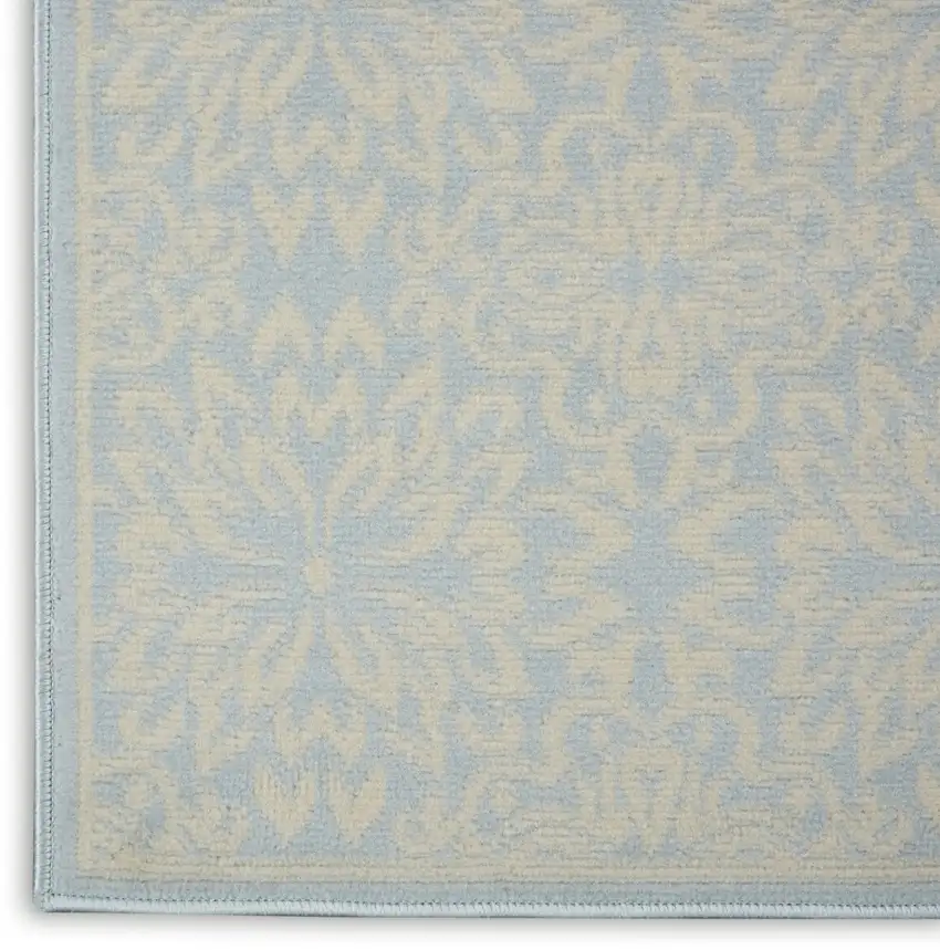 Light Blue Floral Power Loom Area Rug Photo 7