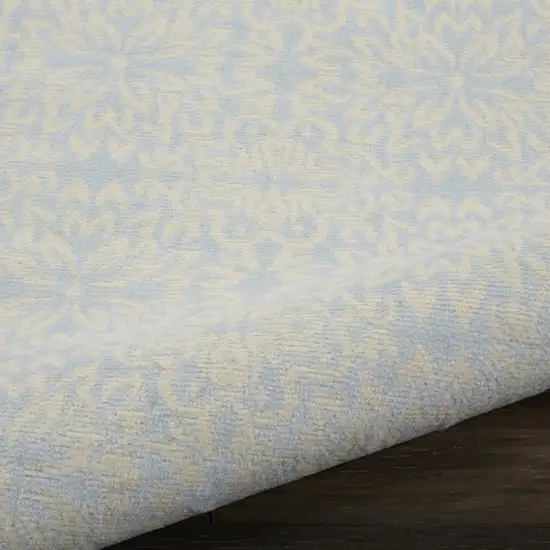 Light Blue Floral Power Loom Area Rug Photo 9