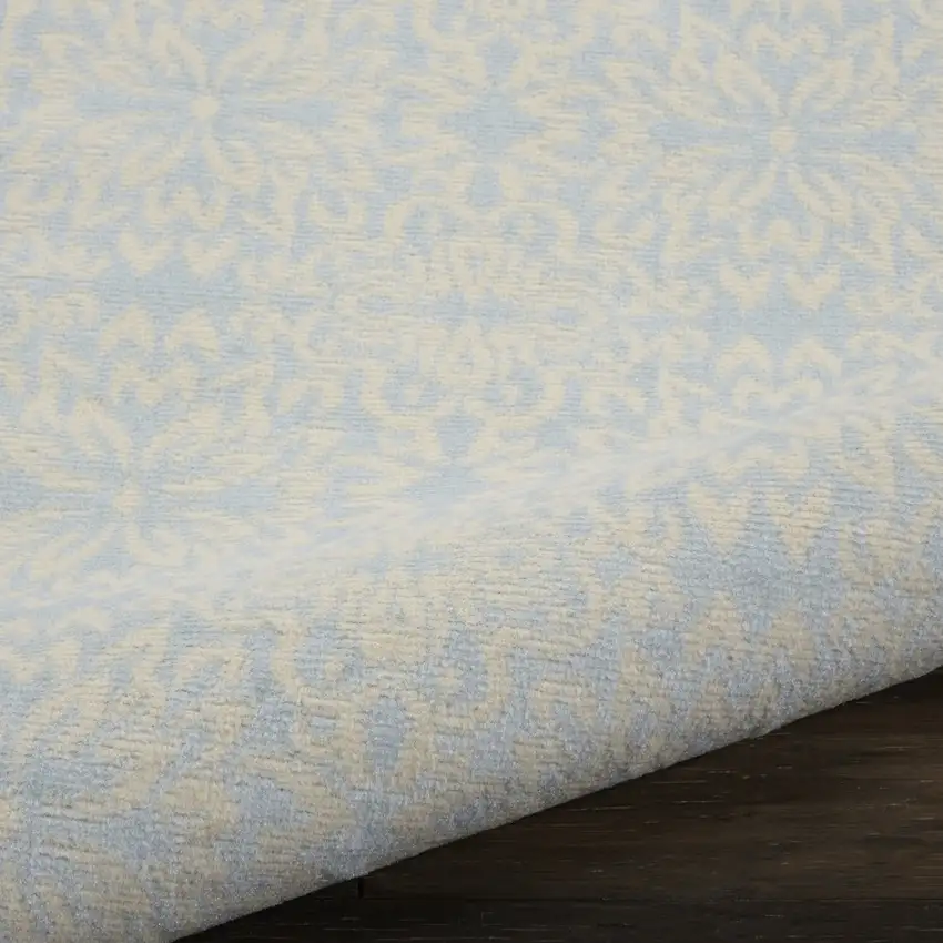 Light Blue Floral Power Loom Area Rug Photo 9