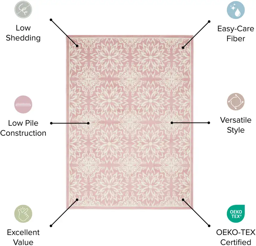 Light Blue Floral Power Loom Area Rug Photo 6