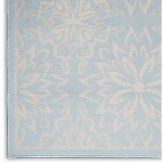 Light Blue Floral Power Loom Area Rug Photo 9