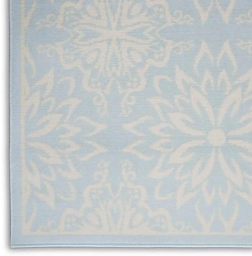 Light Blue Floral Power Loom Area Rug Photo 9