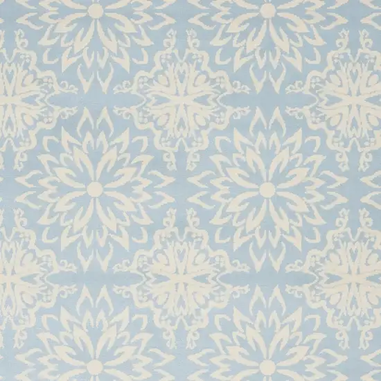 Light Blue Floral Power Loom Area Rug Photo 1