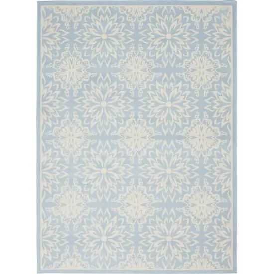 Light Blue Floral Power Loom Area Rug Photo 4