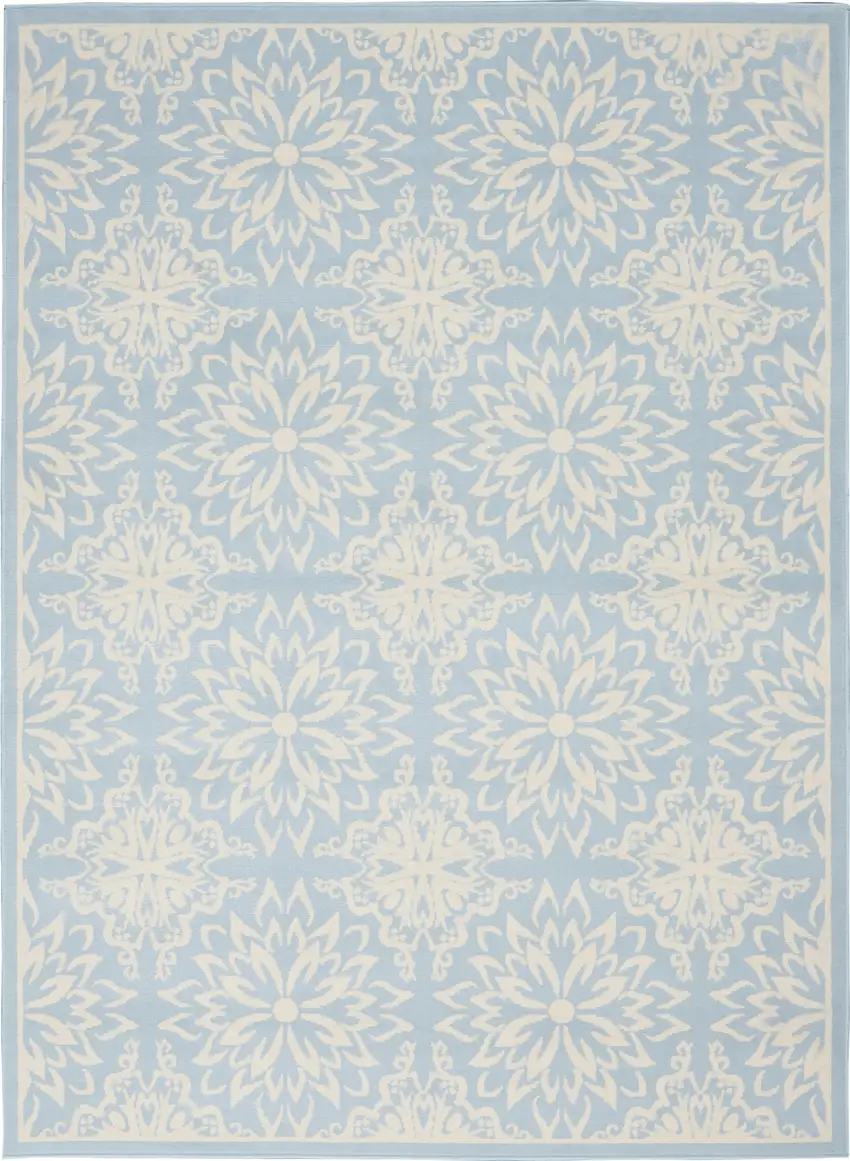 Light Blue Floral Power Loom Area Rug Photo 4