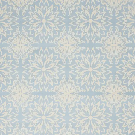 Light Blue Floral Power Loom Area Rug Photo 3