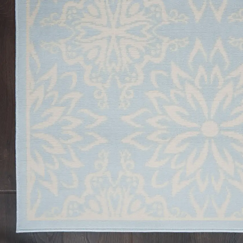 Light Blue Floral Power Loom Area Rug Photo 3