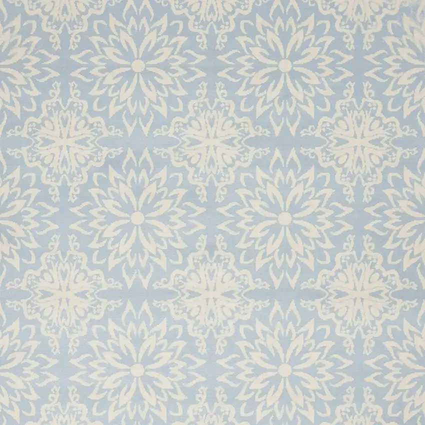 Light Blue Floral Power Loom Area Rug Photo 4