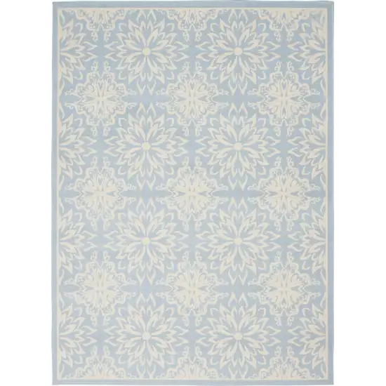 Light Blue Floral Power Loom Area Rug Photo 8