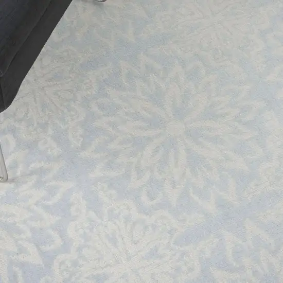 Light Blue Floral Power Loom Area Rug Photo 9