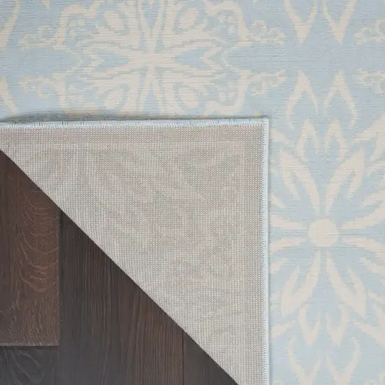 Light Blue Floral Power Loom Area Rug Photo 9