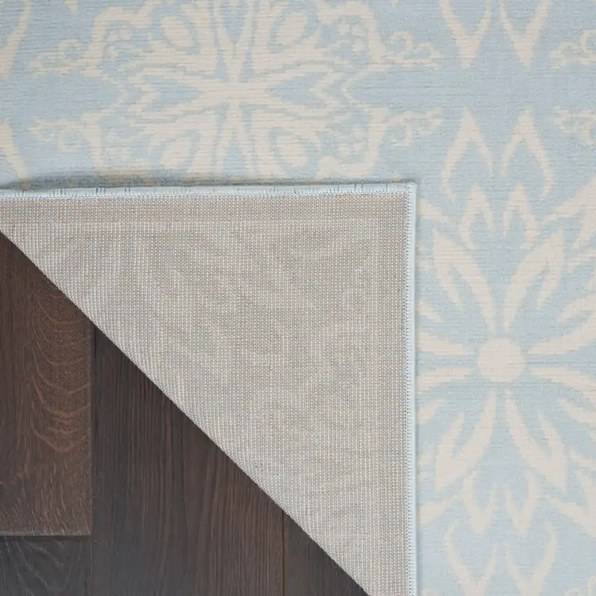 Light Blue Floral Power Loom Area Rug Photo 9