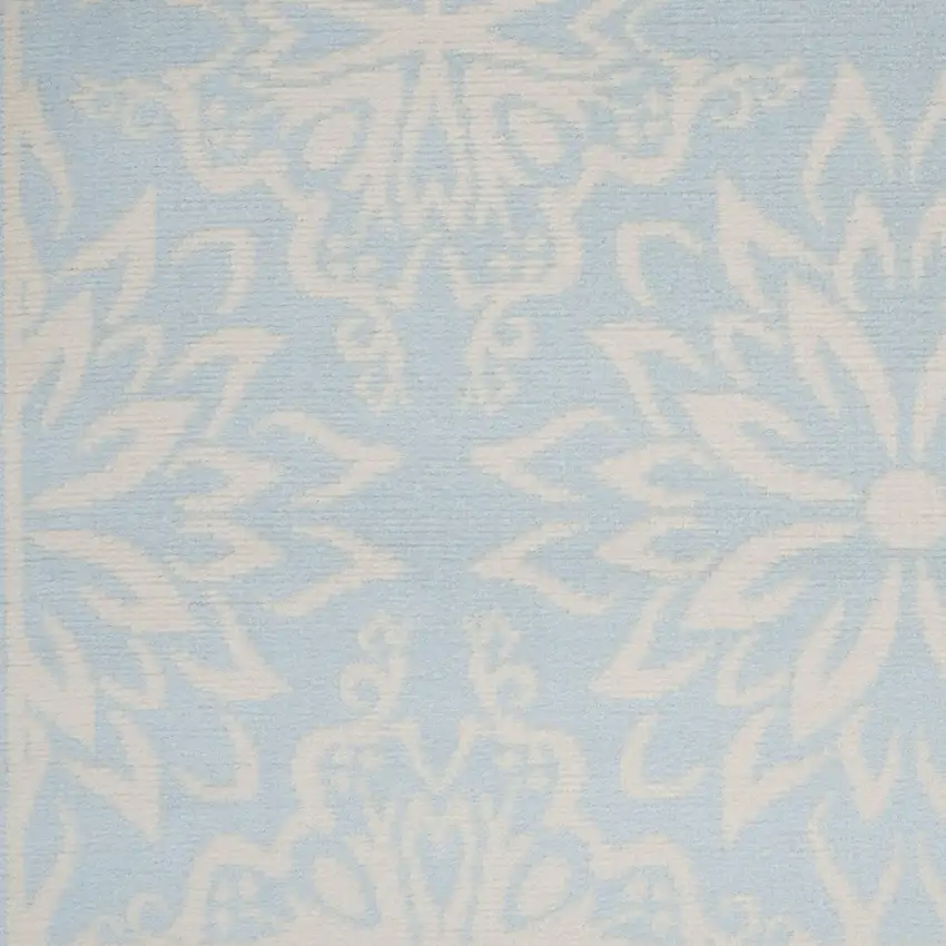 Light Blue Floral Power Loom Area Rug Photo 9