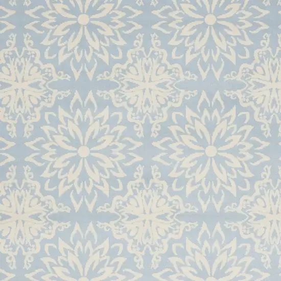 Light Blue Floral Power Loom Area Rug Photo 3