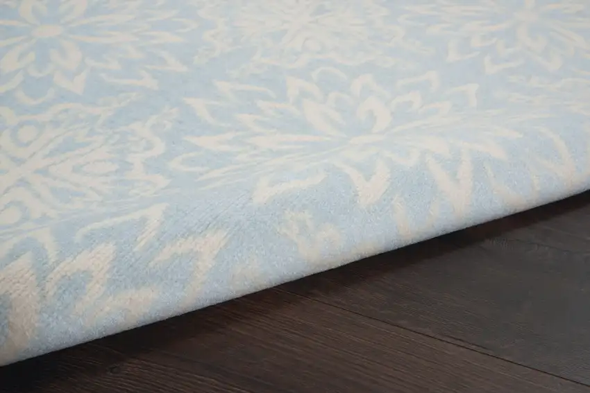 Light Blue Floral Power Loom Area Rug Photo 5