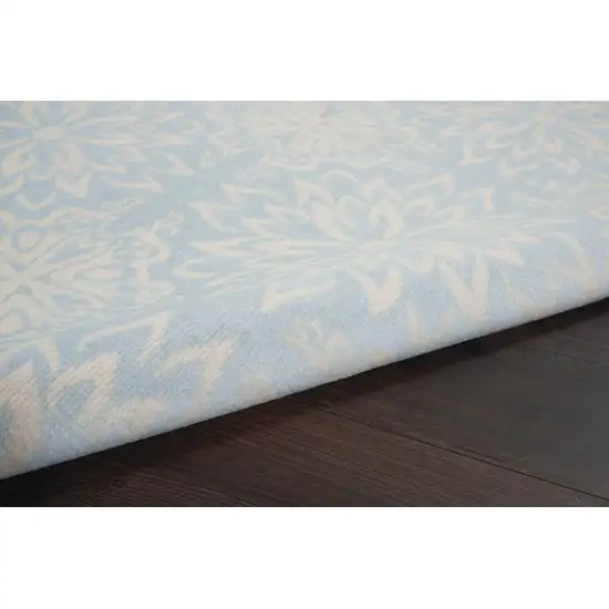 Light Blue Floral Power Loom Area Rug Photo 7