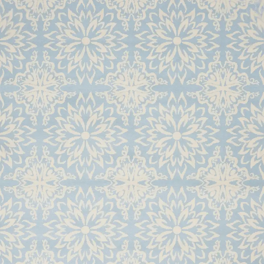 Light Blue Floral Power Loom Area Rug Photo 4